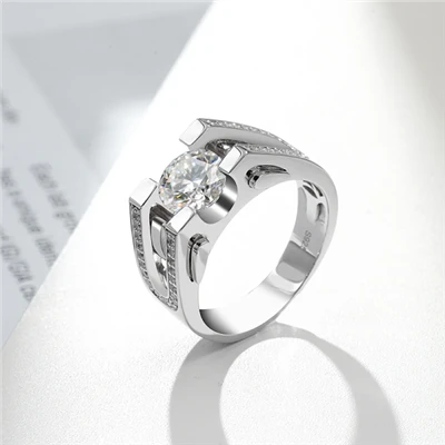 Moissanite Modrwyau Dynion 925 Arian Sterling